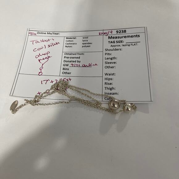 Talbots necklace costume jewelry silver layering silver tone  drop chain link - Picture 14 of 14